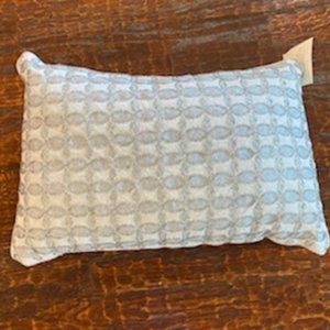 NWT * Rectangle SILVER Metallic THREAD & BUGLE BEADS Handmade lg. ACCENT PILLOW